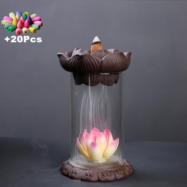

fragrance lamps +20pcs incense cones handmade windproof backflow burner feng shui zen yoga deskornaments chinese hand gift tea pet