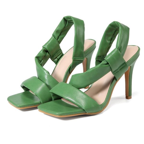 

dress shoes wholesale square toe stiletto high-heeled sandals concise green white for ladies dating holiday party nightclub size 36-42, Black