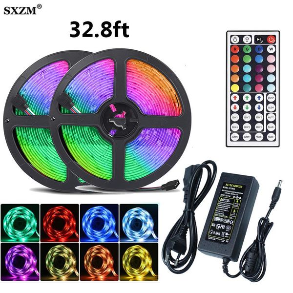 

strip lights 32.8ft rgb color changing led flexible tape light 44-key ir remote for room,kitchen,party strips