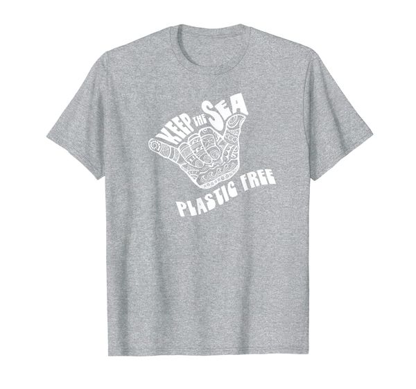 

keep the seas plastic - boho shaka ocean t-shirt, White;black