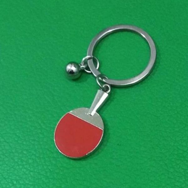 

keychains 10pcs fashion table tennis racket style key chain ring holder metal car keychain gift wholesale laser logo j204, Silver