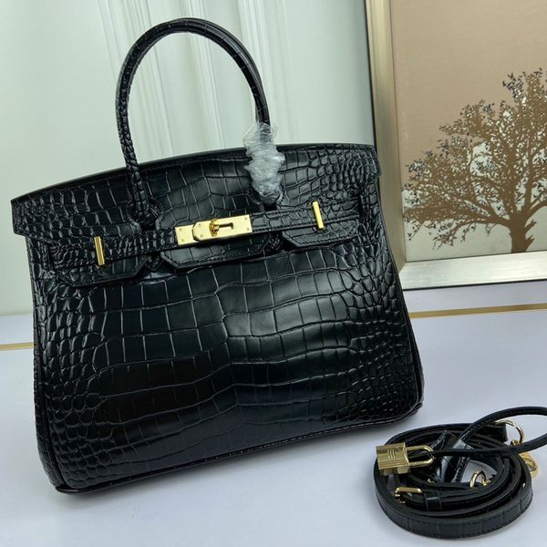 

25 30 35cm tote bag alligator handbag fashion letter women shoulder bags crocodile printed real leather lady large capacity totes package cl