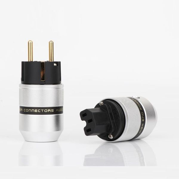 

smart power plugs eu version hi end audio aluminum gold plated schuko plug connector+iec female