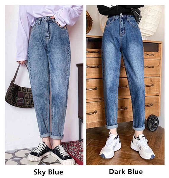 

women's jeans vintage harem women blue high waist denim pants mujer mom boyfriend straight autumn spring ock8