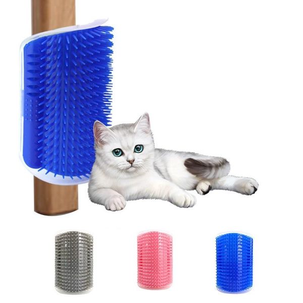 

cat toys pet self groomer grooming tool for hair removal brush comb plastic scratch bristles arch massager hand wall toy
