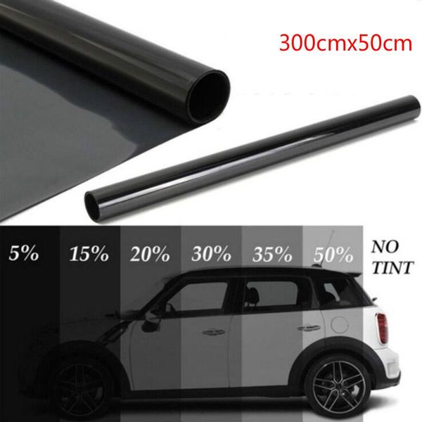 

car sunshade 300x50cm 1%/5%/15%/35%/50% black window foils tint tinting film roll auto summer uv protector sticker