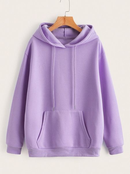 

drawstring kangaroo pocket drop shoulder thermal lined hoodie i2dp#, White;black