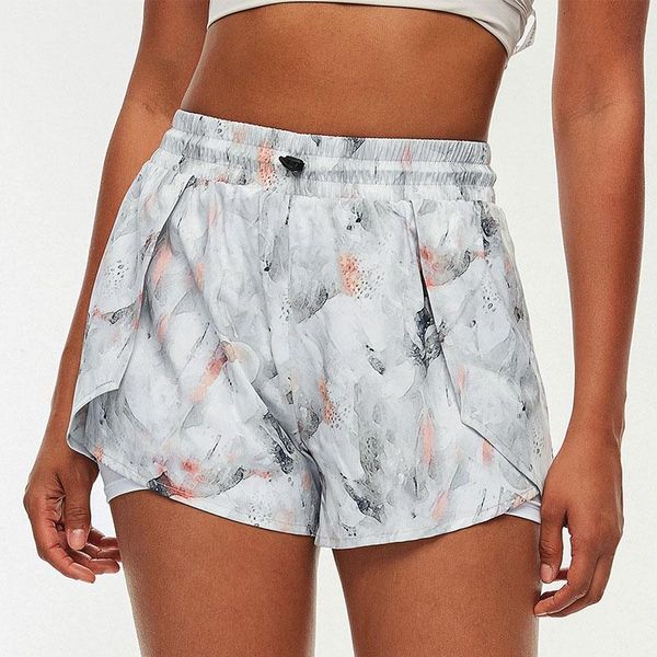 

yoga outfit summer high waist running shorts women 2 in 1 quick dry gym loose sport breathable printing