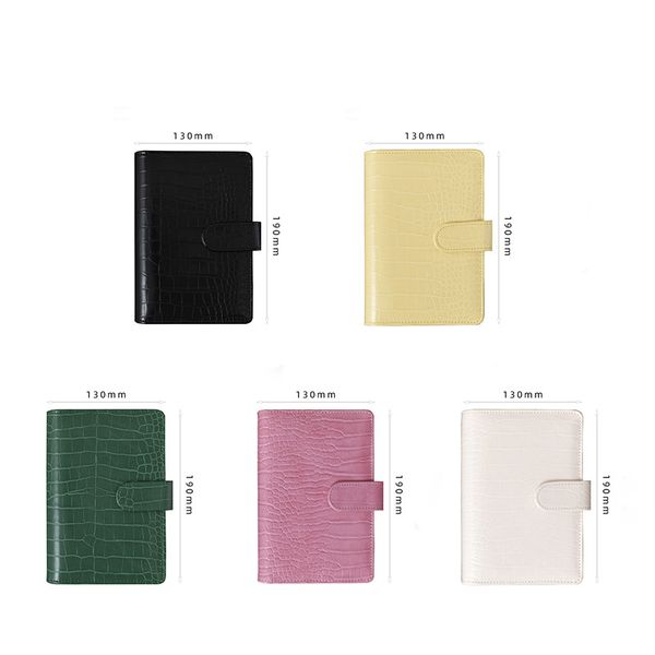5 Colors! A6 Notebook Binder Crocodile Pattern Loose Leaf Notepad PU Faux Leather Cover File Folder Spiral Planner Student Stationery