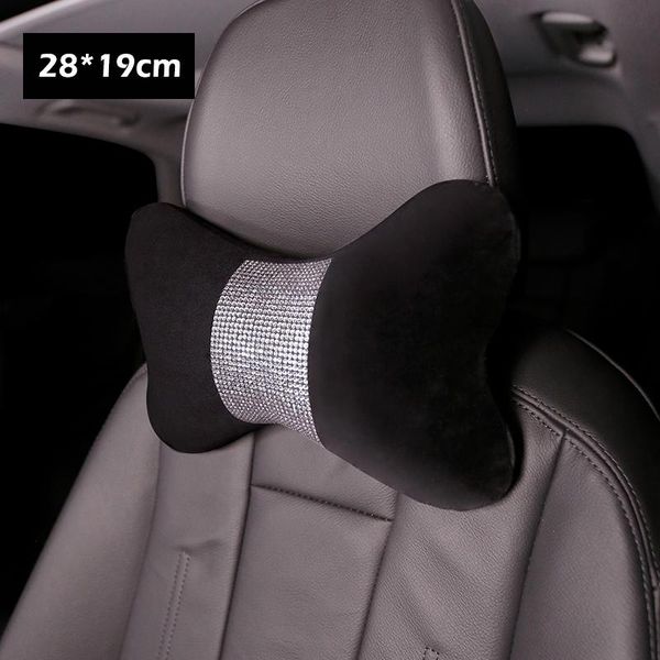 

car head neck pillow headrest plush bling crystal diamond waist supports seat rest back lumbar women cushions