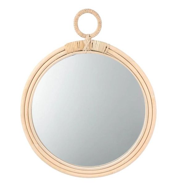 

mirrors 1pc willow woven ornamental mirror rattan hanging mirror-wood color