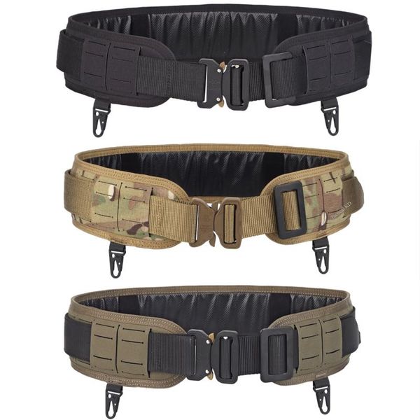 

waist support 3.3 inch tactical molle belt quick release buckle laser fighter adjustable multicam cs outdoor military hunting combat, Black;gray