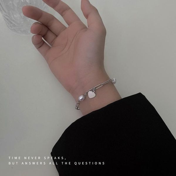 

link, chain simple women bracelet elegant bracelets woman fashion korean minimalist retro girl hiphop bangles jewellery trendy metal armband, Black