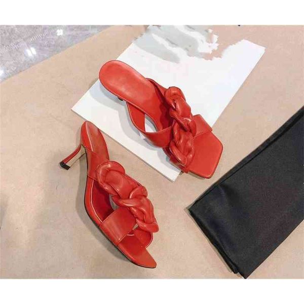 

70% off wholesale flip-flops designer square toe womens sandals shoes summer mules slides ladies rome thin heels woman pumps, Black