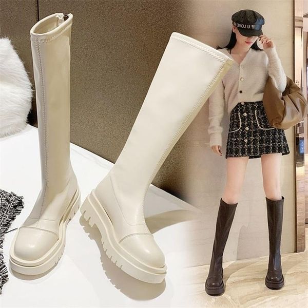 

dress shoes real soft leather thick soled boots for women in autumn and winter 2021, Black