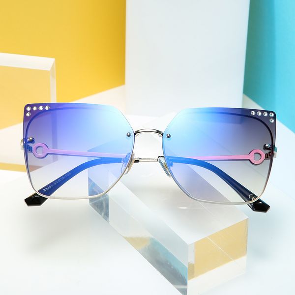 

s8051 large frame diamond inlaid women's sunglasses, White;black