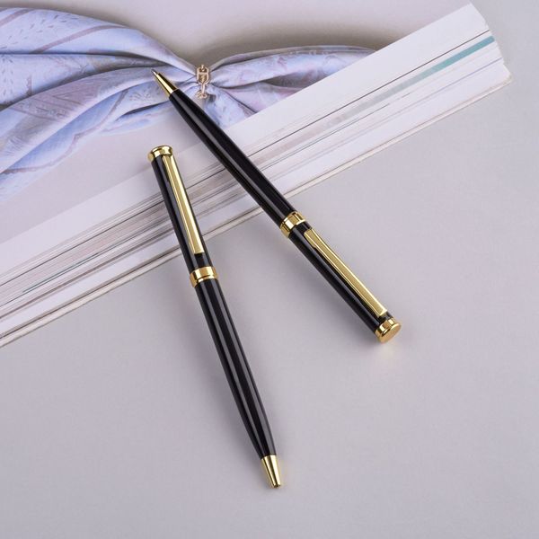 

be can black and bright gold sier metal ballpoint pen rotary el busins gift, Blue;orange