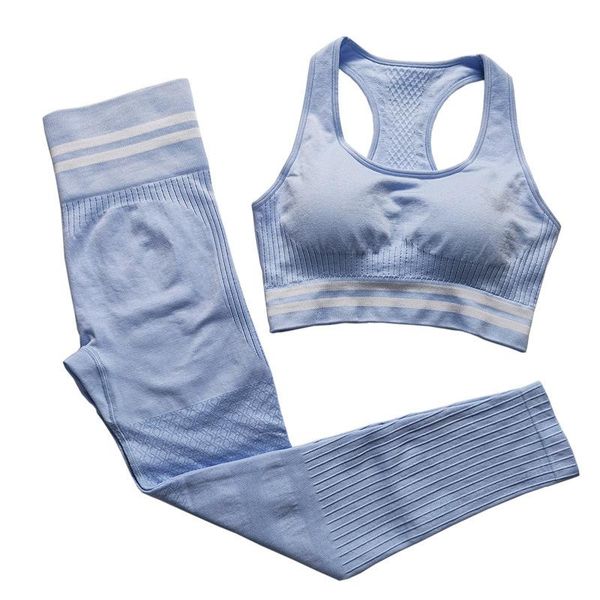 

piece seamless sport suits women gym workout clothing sleeveless fitness crop 6color high waist leggings yoga set outfit