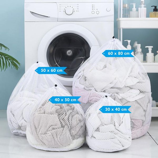 

laundry bags drawstring washing machine bag underwear socks wash net large capacity clothes storage pouch mesh dirty #2p