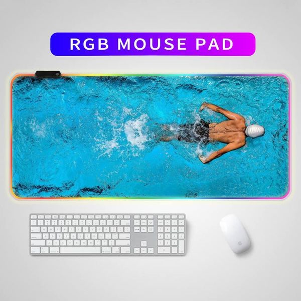 

mouse pads & wrist rests led light gaming pad rgb large keyboard cover non-slip rubber base computer carpet desk mat pc game