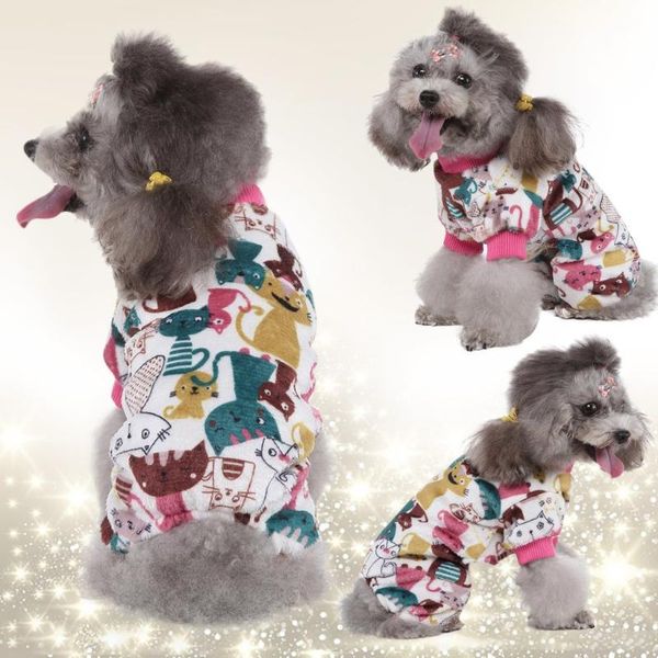 

style pet printing dog hoodies pattern warm fall and winter clothes four-legged sweater for small dogs apparel