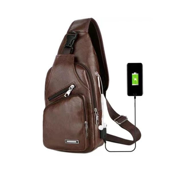 

waist bags men's usb charging bag chest cross-border for boy custom pu shoulder diagonal package messenger travel men