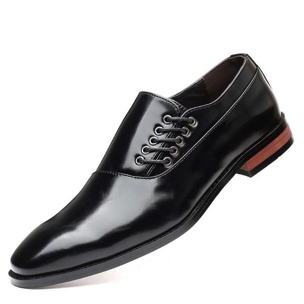 

dress shoes 2021 men genuine leather fashion pointed toe lace up plus size black man footwear business wedding