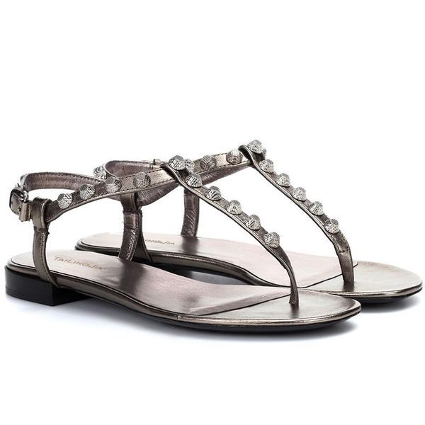 

luxury shoes women designers rivets sandalias de verano para mujer fashion buckle strap thong gladiator sandals, Black