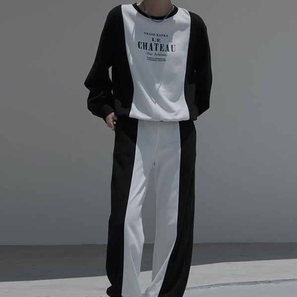 

women's two piece pants 2021 autumn women cotton tracksuit pieces sets o neck patchwork letter sweatshirts high waist sport sweatpants, White