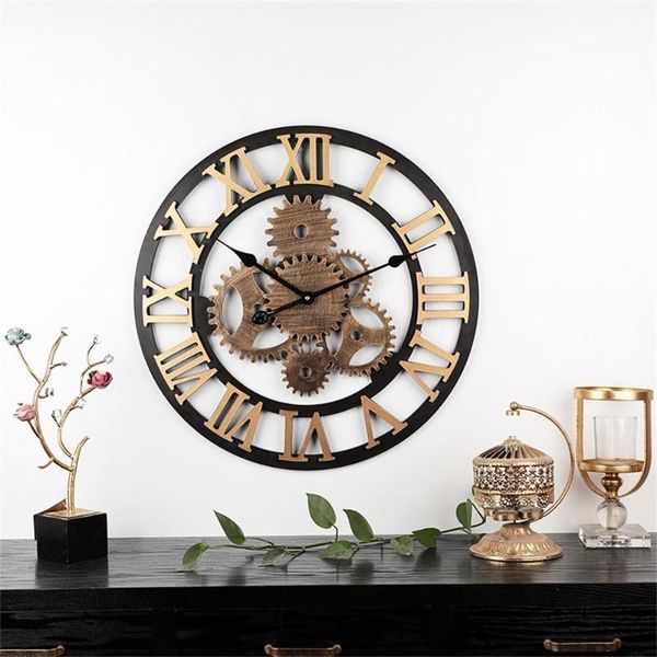 

wall clocks retro decoration iron european style roman digital clock time managed silent mode