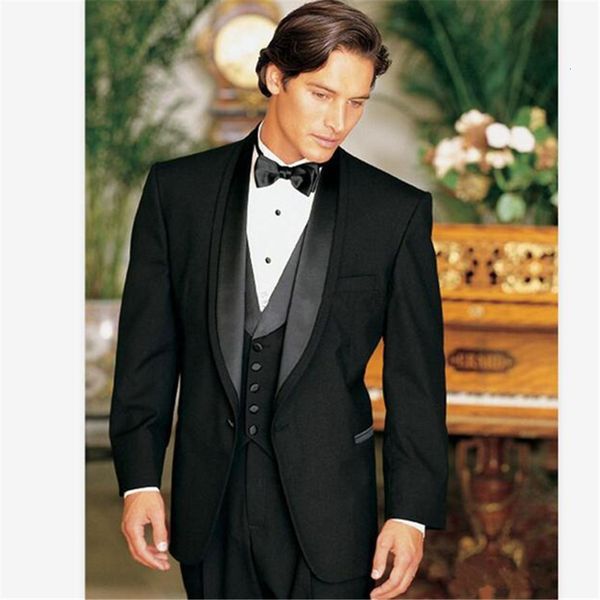 

men's suits & blazers suit smolking bridegroom thin and culinary evening for men shawl black lapel groom tuxedo (jacke), White;black