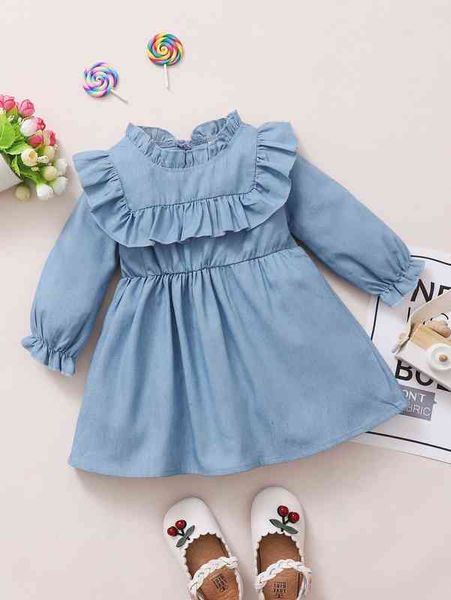 

baby girl stand neck ruffle trim dress she, Red;yellow