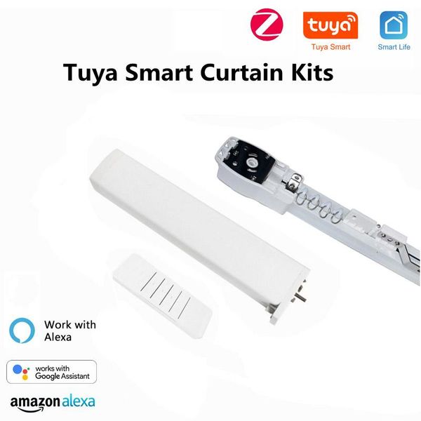 

smart home control tuya zigbee curtain motor alexa , google voice with customized electric track rail for