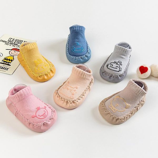 

born baby socks with rubber soles infant girls boys autumn winter kids floor shoes anti slip soft sole sock, Pink;yellow