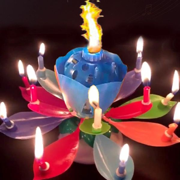 

other event & party supplies diycake decoration electronic rotating lotus candle for kids gift innovative cake musical