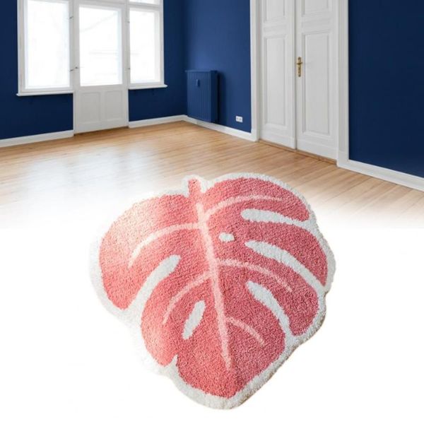 

daily bedroom bathroom entrance non-slip door mat wearresistant monstera leaf-shaped carpet household items carpets