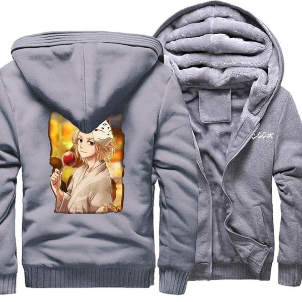 

men's hoodies & sweatshirts anime tokyo revengers manjiro sano male 2021 winter camouflage sleeve jackets stylish warm coats streetwear, Black