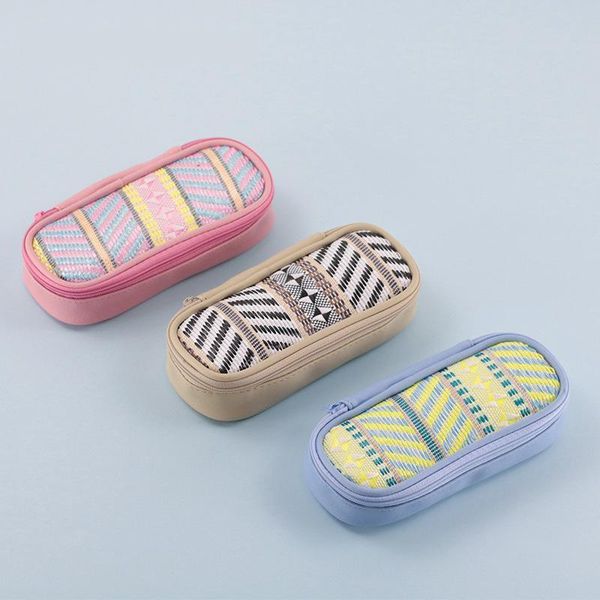 

national patchwork color makeup pouch women cosmetic bag portable make up pencil case neceser mujer toiletry cosmetics bags & cases