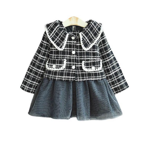 

girls sweater sets kids clothing baby clothes outfits autumn winter children suits woolen coat sleeveless dress 2pcs b8364, White