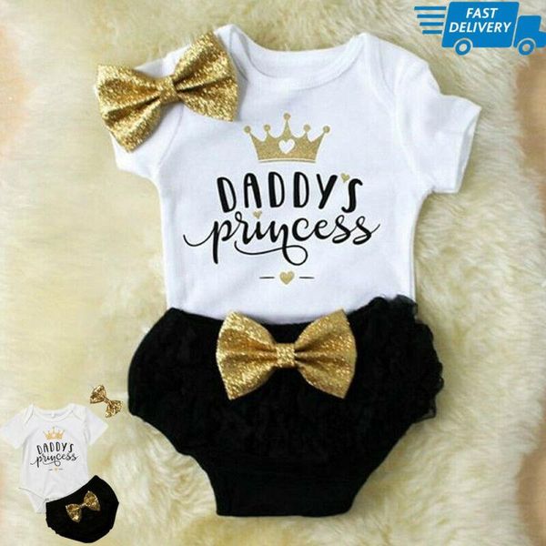 

clothing sets born baby girl clothes dad's princess jumpsuit ballerina tutu trouser belt set, White