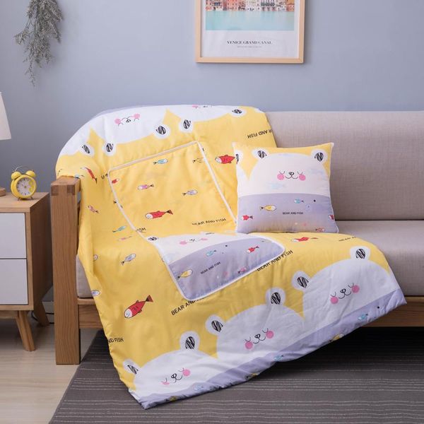 

comforters & sets drop cotton cartoon quilt blanket portable foldable square throw pillow home office car air conditioning
