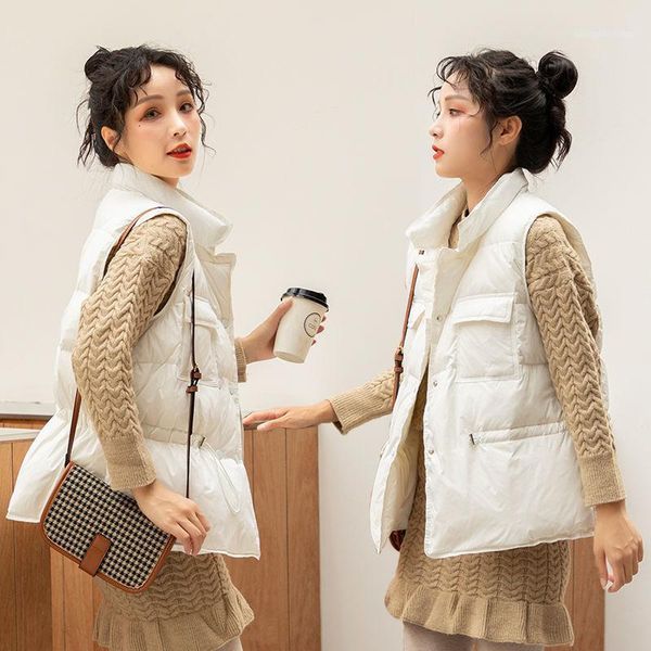 

women's down & parkas gilet femme fashion vests for women sleeveless jacket all-match korean loose woman coats autumn winter 2021 vest, Black