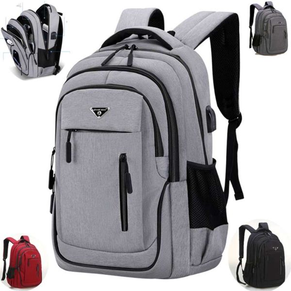 Büyük 15.6 inç /17.3 Laptop Sırt Çantası USB Erkekler Bilgisayar Schoolbag İş Çantası Oxford Su Geçirmez Sırt Çantası Koleji Daypack 210928