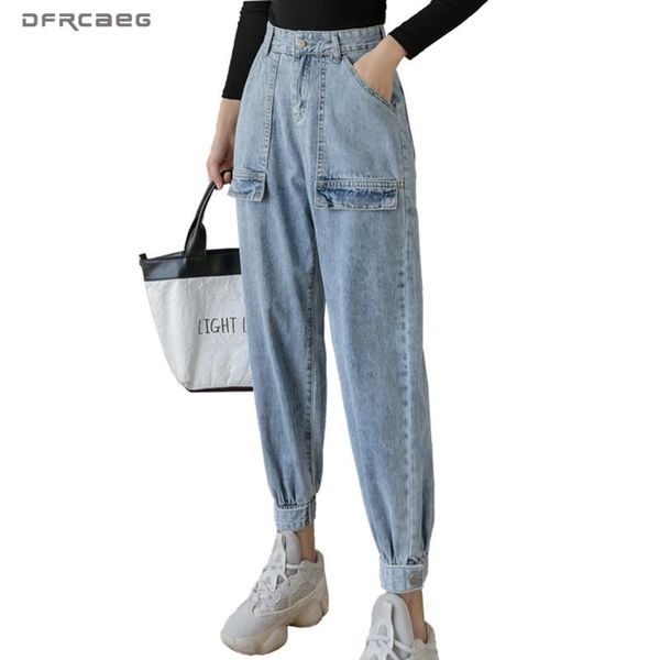 

women's jeans boyfriends vintage woman 2021 spring autumn streetwear high waist ankle-length harem pants jean female, Blue