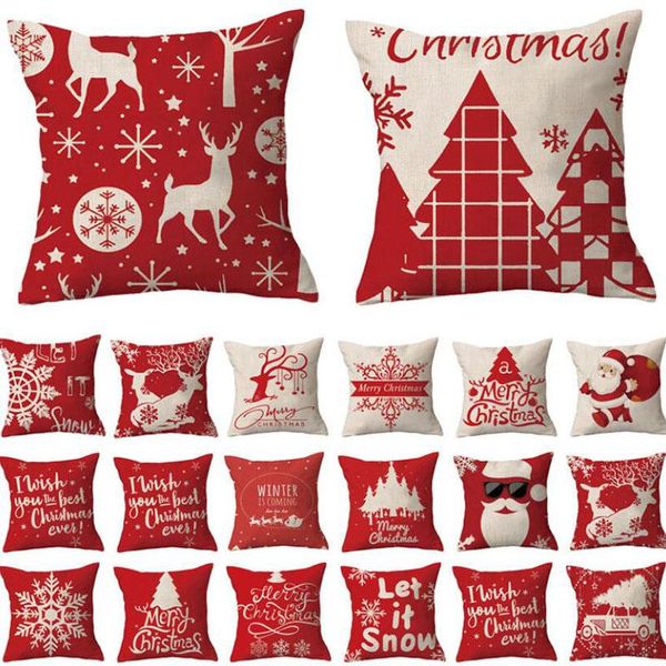 

cushion/decorative pillow 2pcs/set christmas pillowcase elk cushion cover festival red color case sofa car decor home textile