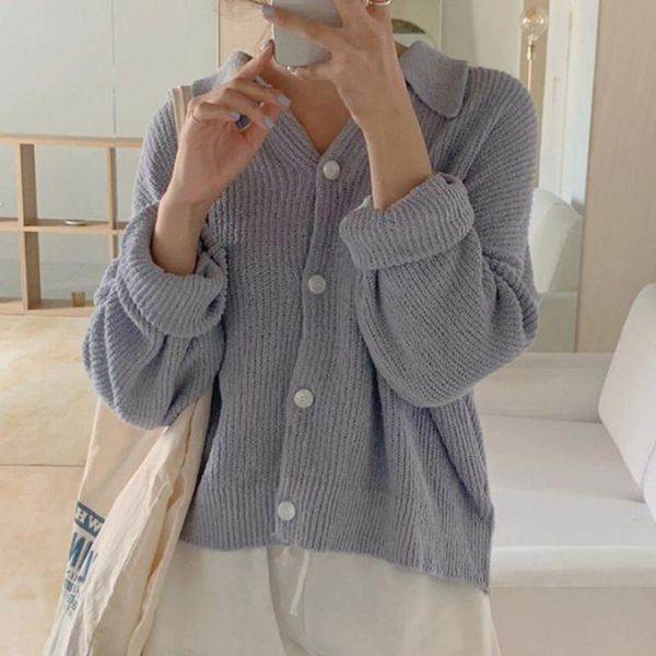 

women's knits & tees alien kitty knitwear oversize cardigans sweaters lazy style 2021 women autumn solid chic gentle loose office lady, White