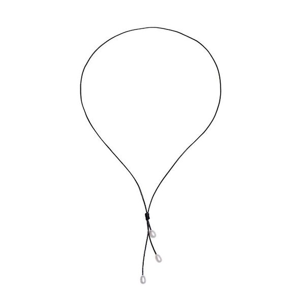 

chokers kalapure natural freshwater pearl pendant long leather rope necklace for women handmade jewelry gift on cord knotted, Golden;silver