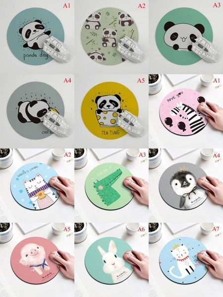 

mouse pads & wrist rests cartoon panda pig cat pattern round mousepad 200x200mm 11style animal pad choose for gift/game/office tablet