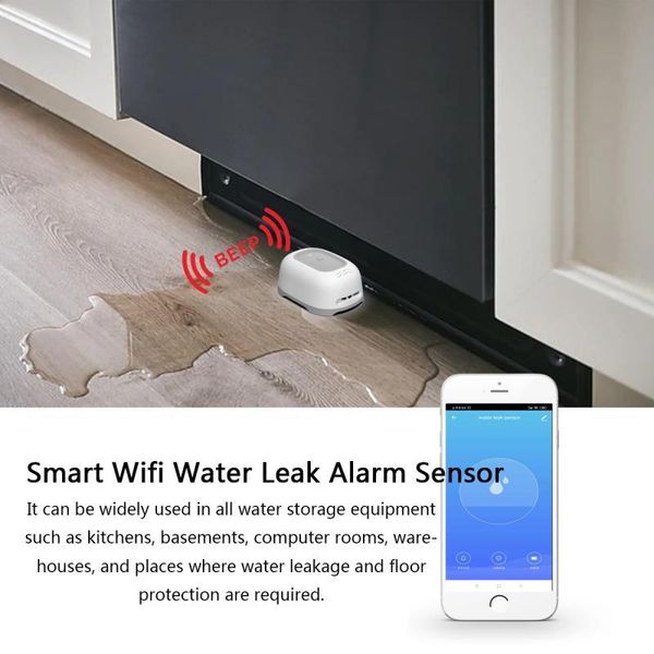 

smart tuya wifi water leak alarm sensor home security detector dropship control