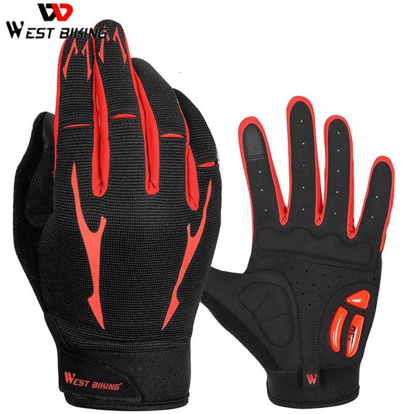 

cycling glove silica gel bike touch screen outdoor sport anti-slip windproof mtb road full finger gloves m202, Black